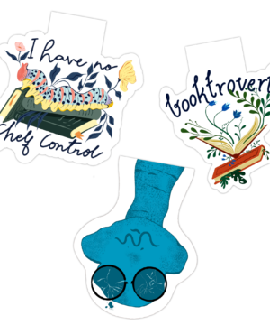 Original Art work - Handmade "Book Nerd Set of 3" magnetic bookmark, matte finish, book accessories and bookish gift.