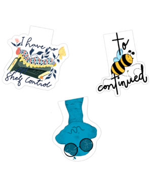 Original Art work - Handmade "The Bookworms' Set of 3" magnetic bookmark, matte finish, book accessories and bookish gift.