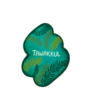"Tawakkul" vinyl sticker, glossy finish, faith-inspired Islamic design
