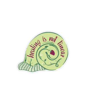 Original Art work - "Healing is not Linear" vinyl sticker, glossy finish, mindful art.