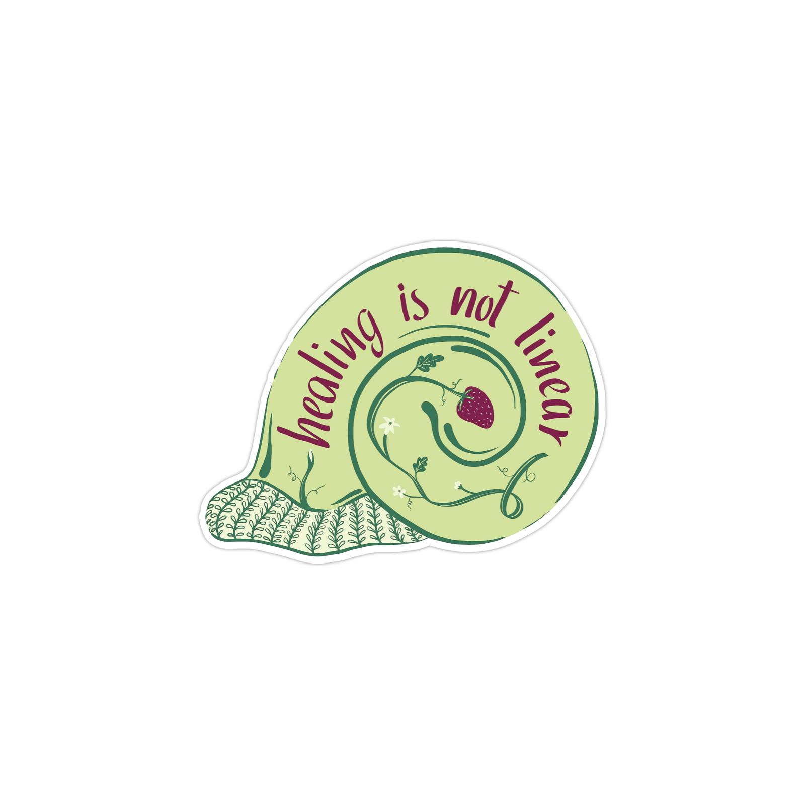 Original Art work - "Healing is not Linear" vinyl sticker, glossy finish, mindful art.