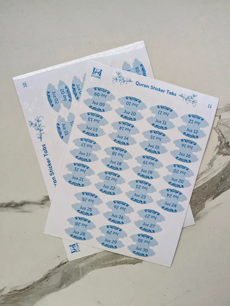 Quran juz sticker tabs sheet